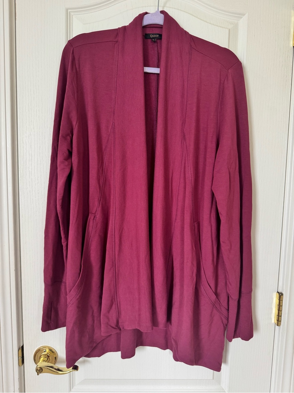 Quince French Terry Modal Cardigan Rose Pink XL Open Front Lightweight Layer